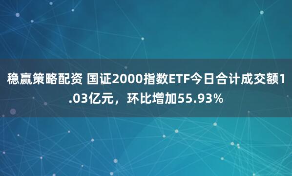 稳赢策略配资 国证2000指数ETF今日合计成交额1.03亿元，环比增加55.93%